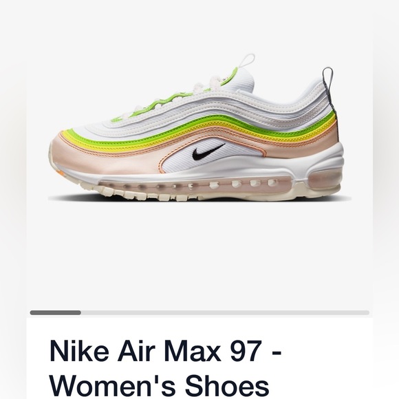 NIKE WOMENS AIR MAX 97 (WHITE/BLACK/PEARL PINK/ACTION GREEN) - Picture 1 of 8